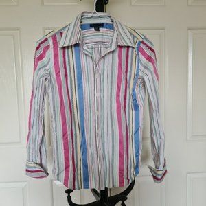 TOMMY HILFIGER XS Multicoloured Stripes Button Up Semi Formal Longsleeves Blouse